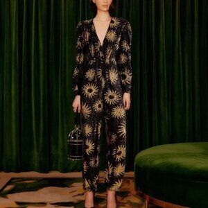 Farm Rio Sunny Mood Sequin Jumpsuit Women M Shimmer Glam Chic Party Flashy Disco